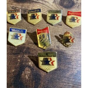 1984 LA OLYMPICS Vintage Anheuser Bush USA Lapel Hat Pins Lot Of 8 Collector